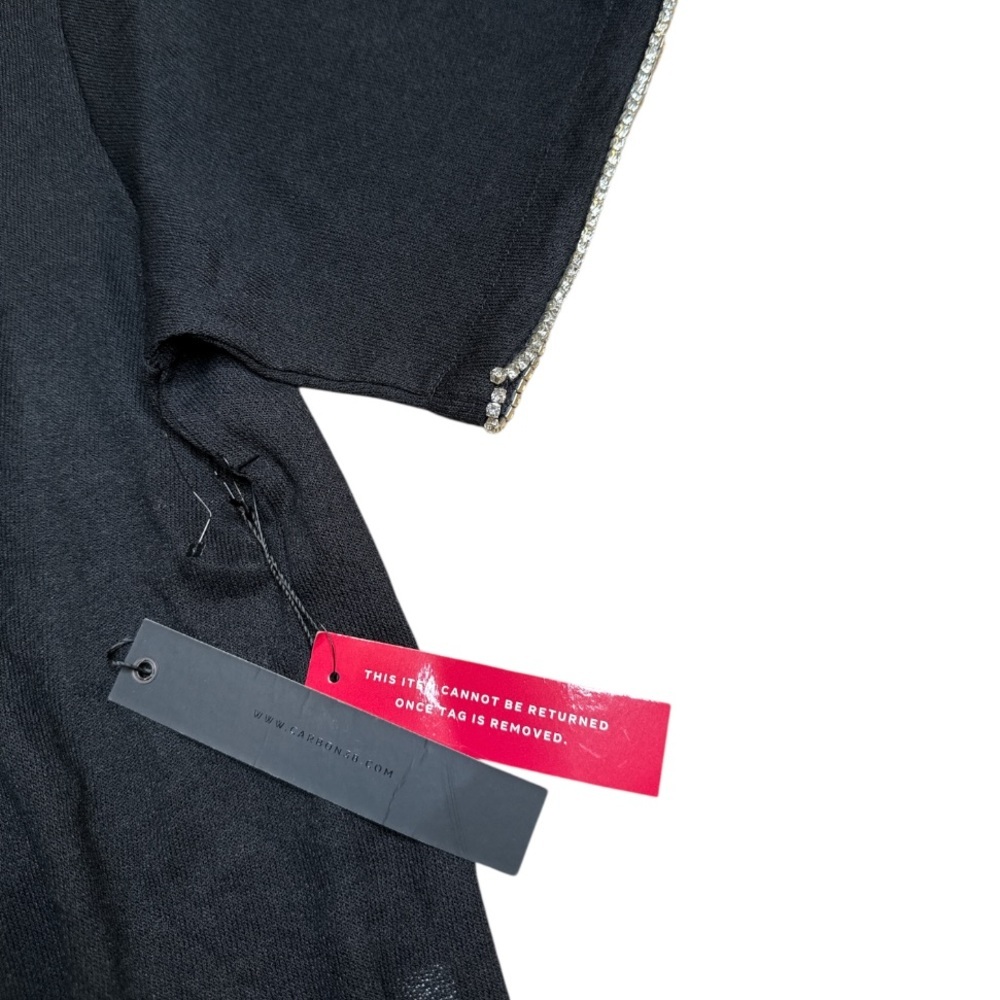 Carbon 38 faux diamond sleeve black top large new - Picture 2 of 7